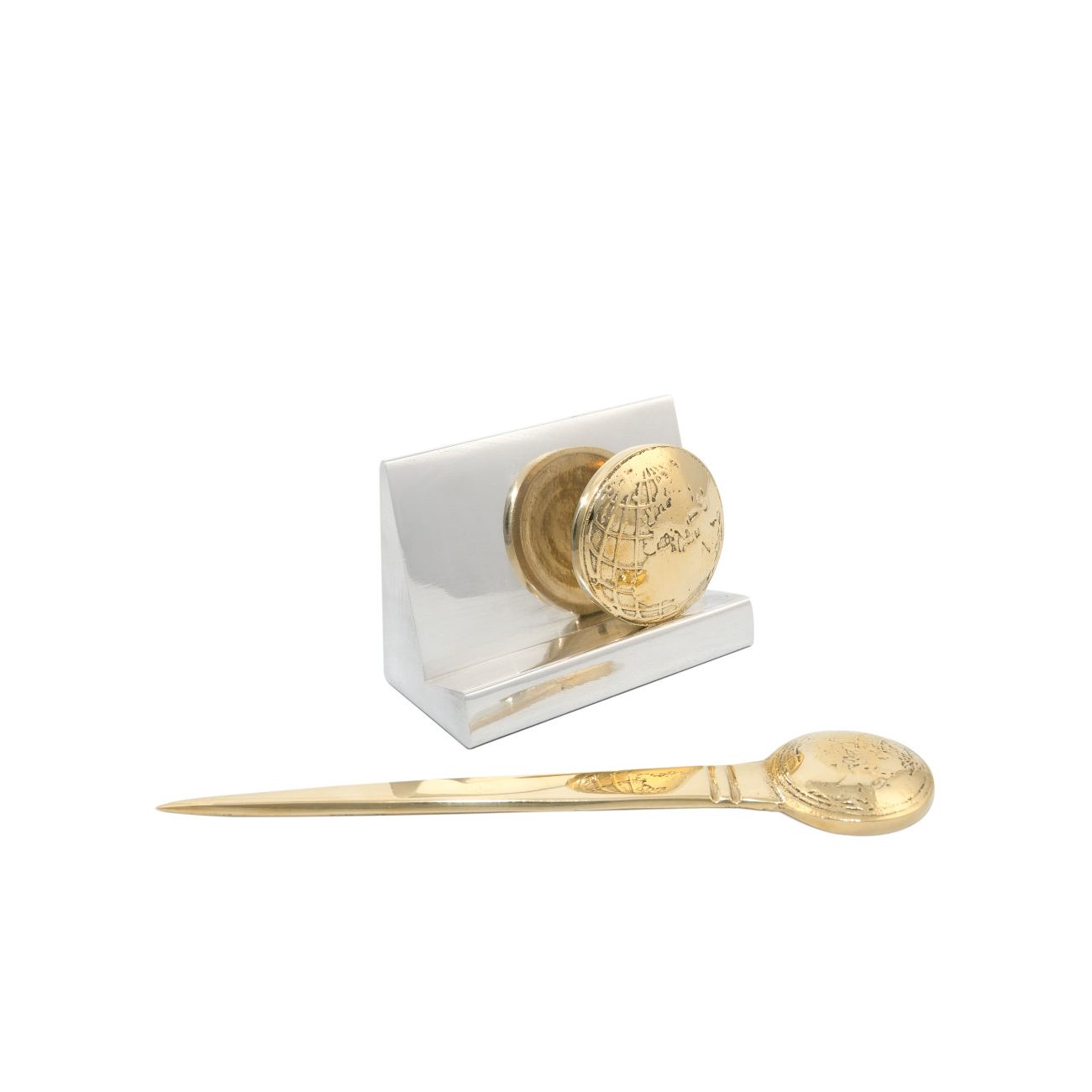 Globe Design Desk Accessories Set of 2 Letter Opener, Business Card